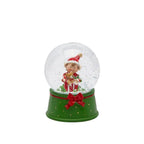 Sfera con elfo e renna in vetro decorazione natalizia da 9 cm