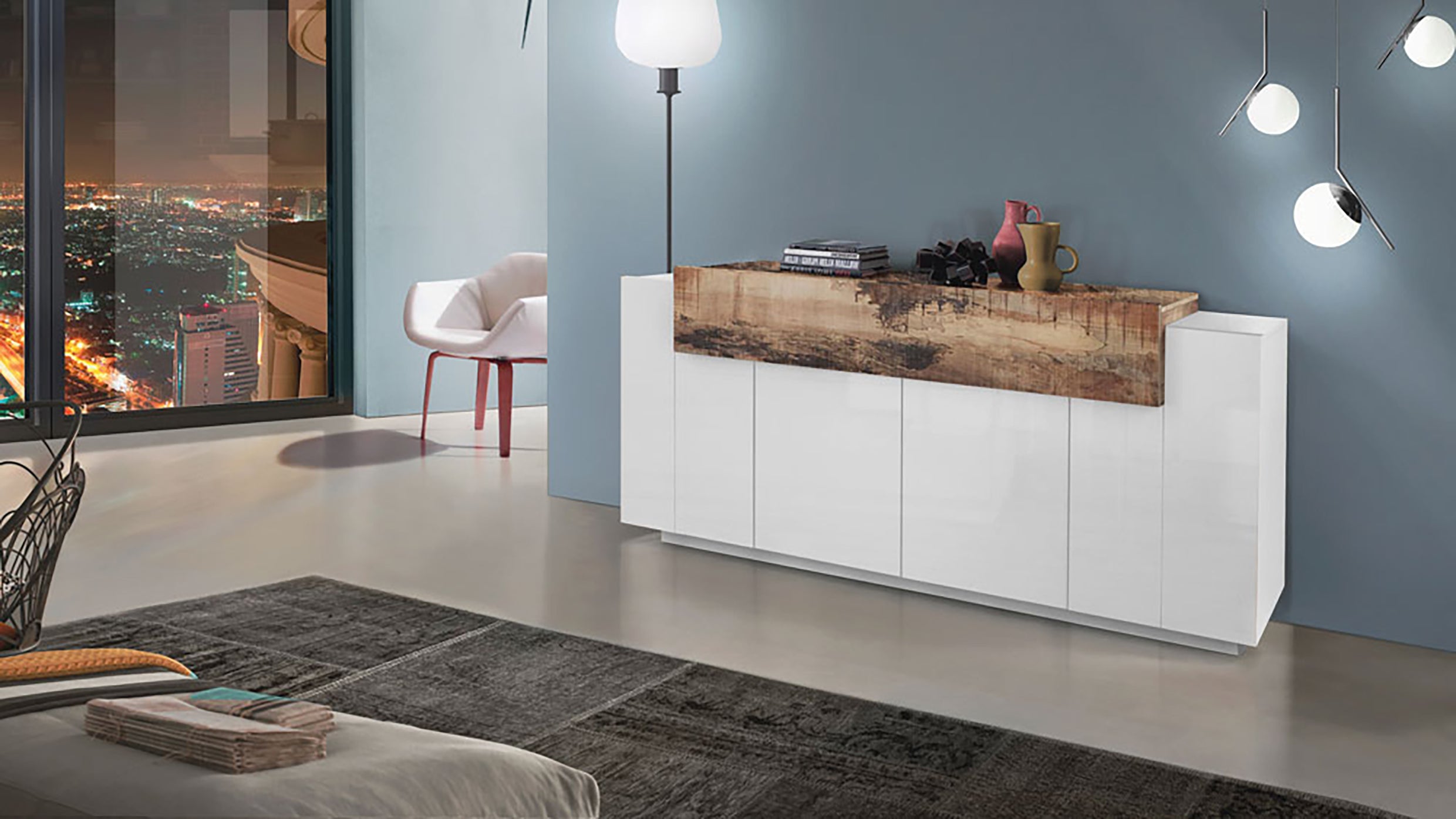 Credenza CORO 200 cm 4 ante battenti + 1 anta a ribalta