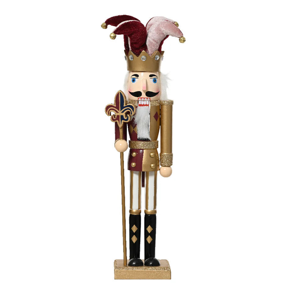 Soldatino schiaccianoci  con vestito marrone e oro da 40 cm