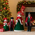 Famiglia natalizia con vestiti colore rosso e verde  set 4 pezzi