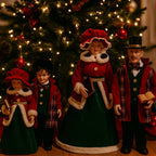 Famiglia natalizia con vestiti colore rosso e verde  set 4 pezzi