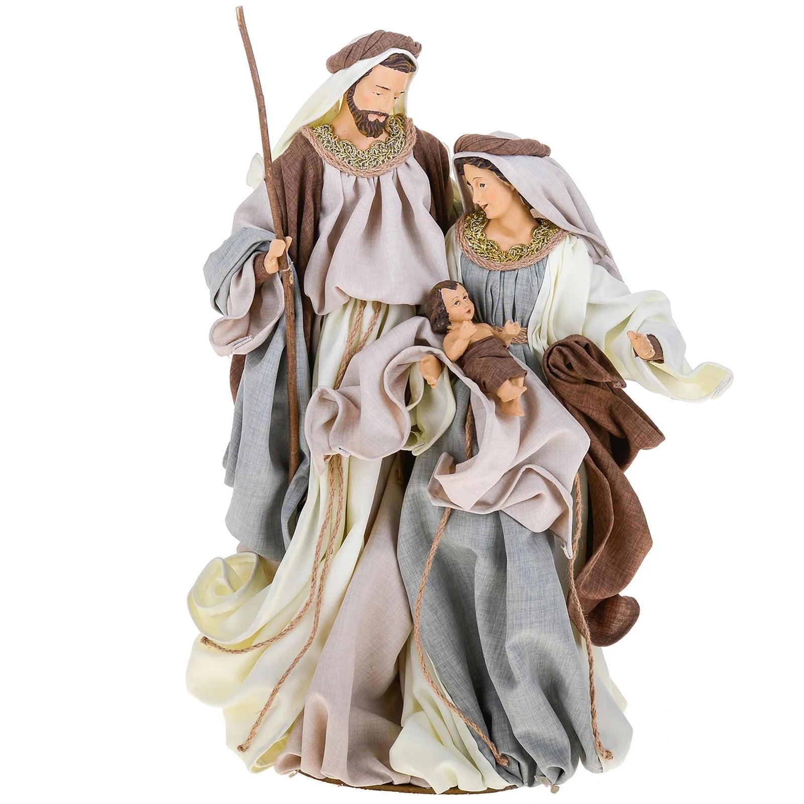 Natività NAZARET in tessuto h 47 cm grigio/crema