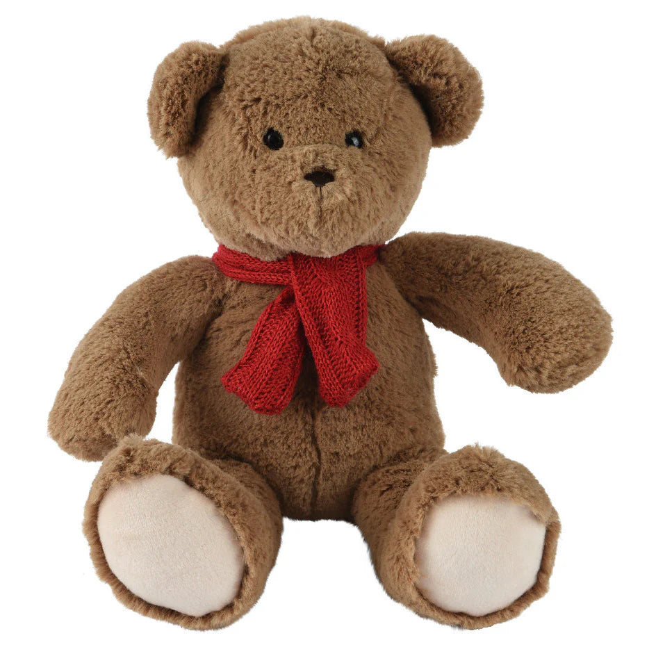 Orsacchiotto con sciarpa in maglia rossa, decorazioni natalizie da 30 cm