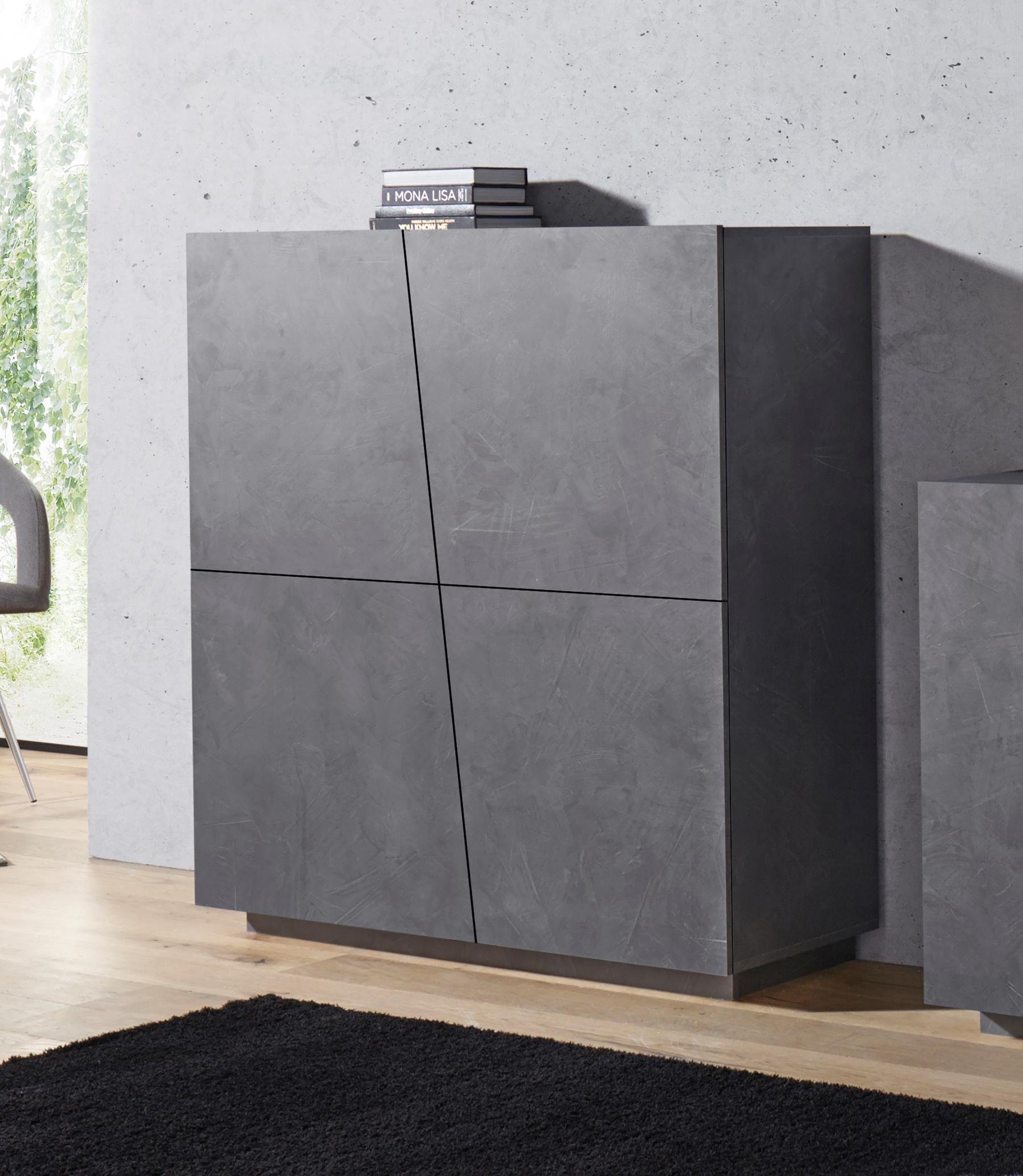 Credenza VEGA alta 120 cm 4 ante push-to-open