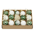 Palline in vetro confezione da 15 pezzi verde e bianco da 3 cm per decorazioni complete