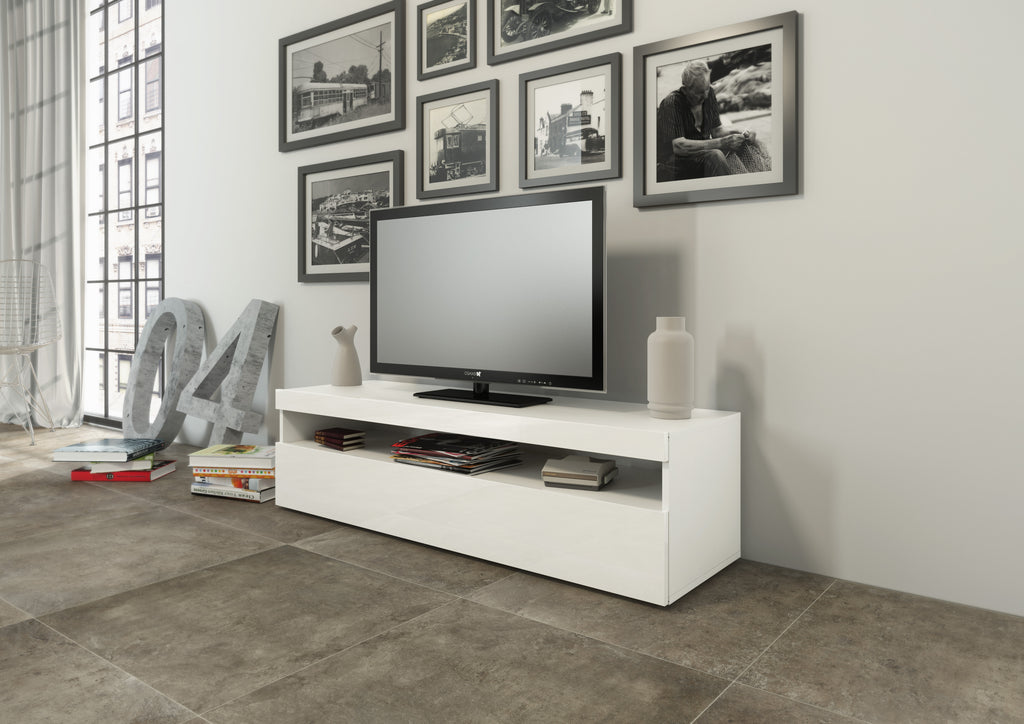 Porta tv BURRATA 130 cm 1 vano giorno + 1 anta a ribalta