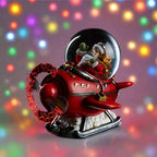 Sfera di vetro a forma di aeroplano "Merry XMas" con led luminosi