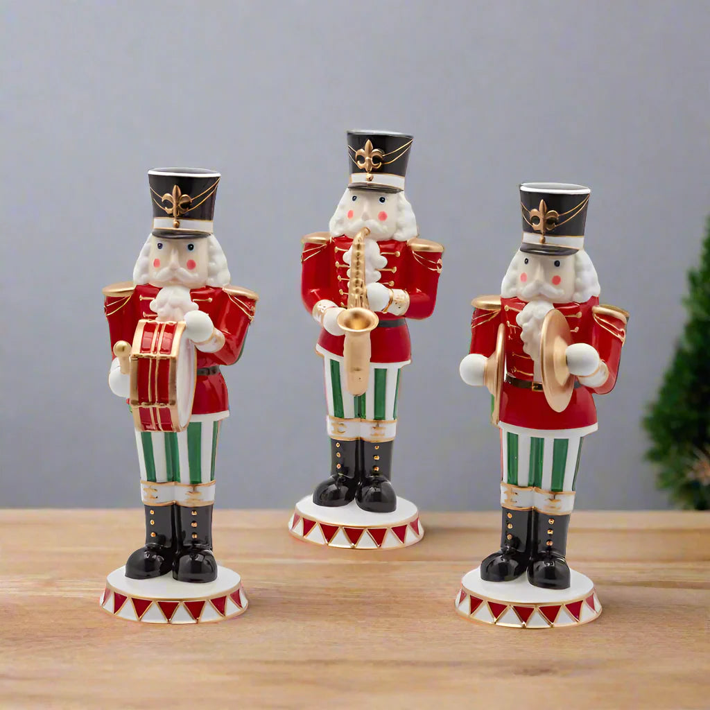 Statuetta decorativa Soldatino schiaccianoci con tromba da 29cm