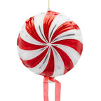 Decorazione caramella a girella in vetro rosso di 17 cm pallina natalizia