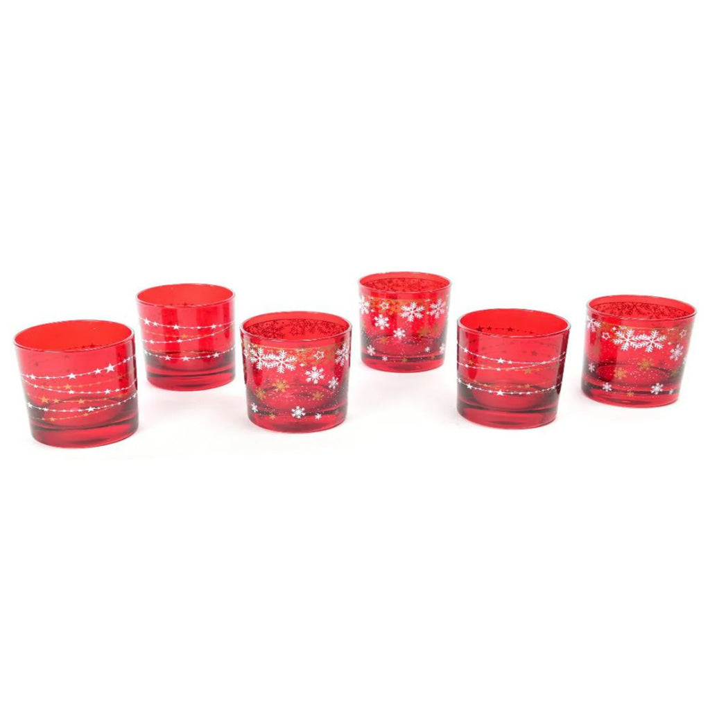 Set da 6 bicchieri in vetro "RED GLASS" da 330 ml decorazione moderna