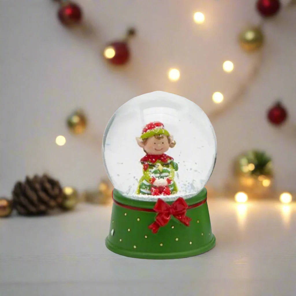 Sfera con elfo in vetro decorazione natalizia da 9 cm
