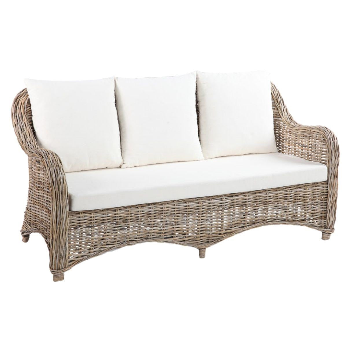 Divano in giunco grigio "Katrina" 165X80H87