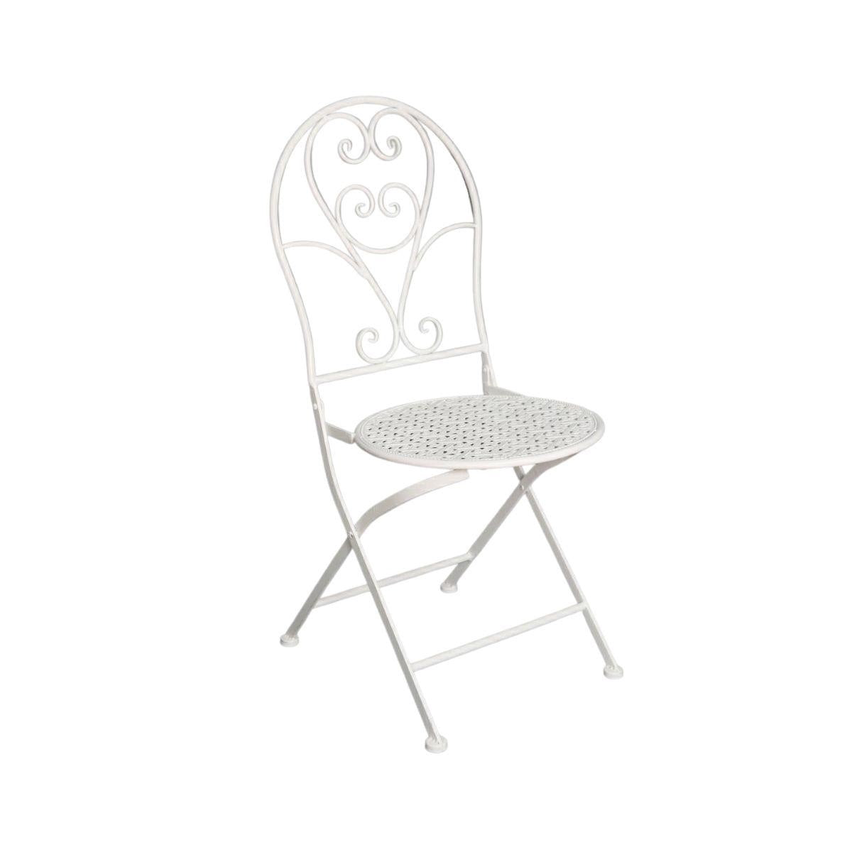 Sedia pieghevole in metallo bianco 40X54H94