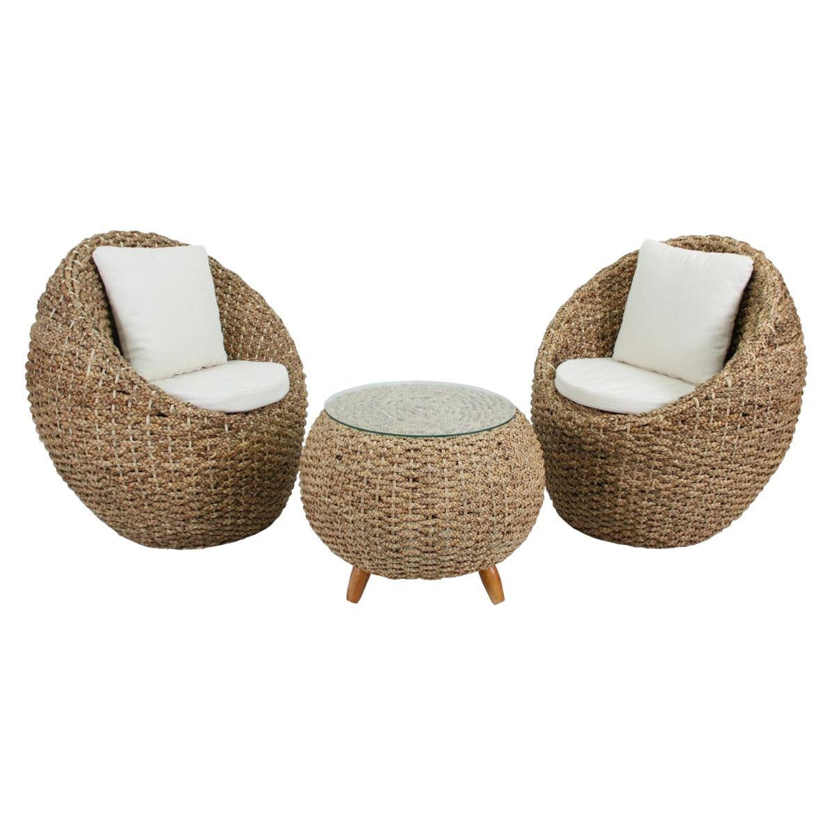 Salotto completo Aggs in giacinto d'acqua naturale