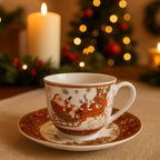 Box piatto e tazzina in ceramica per decorazioni natalizie interne