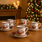 Set da 2 Tazze e piatti con disegnino Babbo Natale