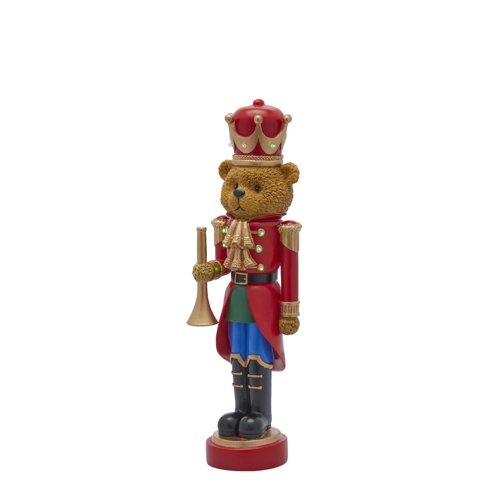 Orso soldatino con miniled  blu/rosso alto 46 cm