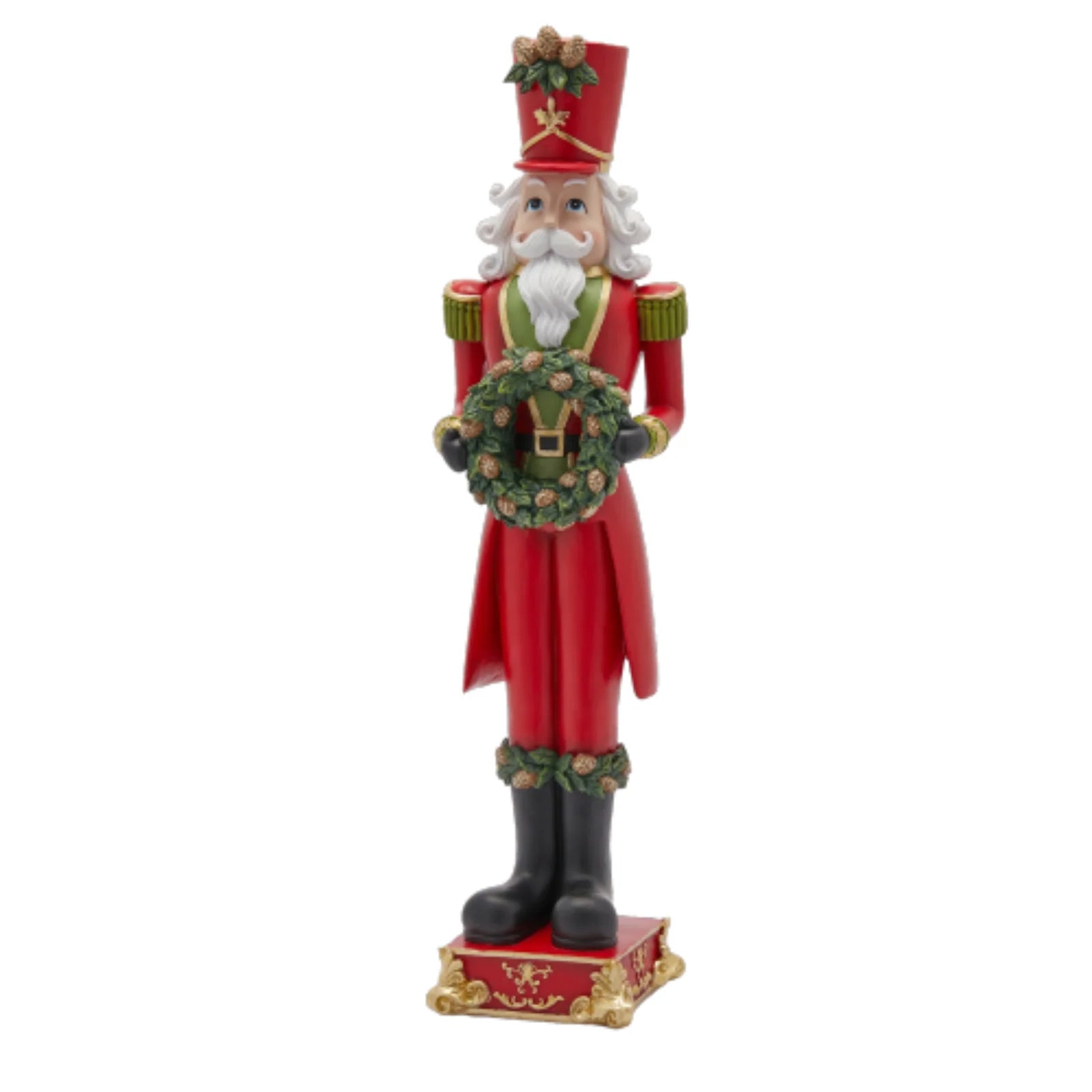 Soldatino con ghirlanda rosso e verde  altezza 60 cm