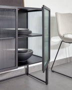 Credenza Trixie 4 ante in acciaio verniciato nero 160 x 81 cm