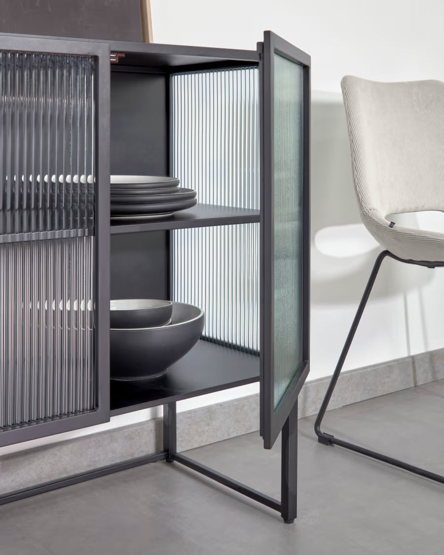 Credenza Trixie 4 ante in acciaio verniciato nero 160 x 81 cm