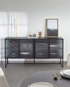 Credenza Trixie 4 ante in acciaio verniciato nero 160 x 81 cm