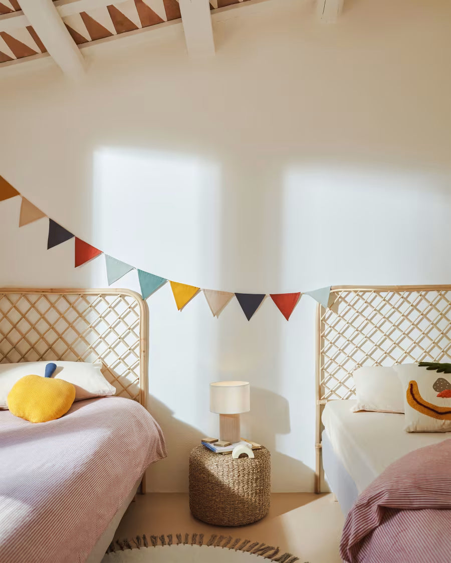 Lampada da tavolo Bianella in velluto a coste beige