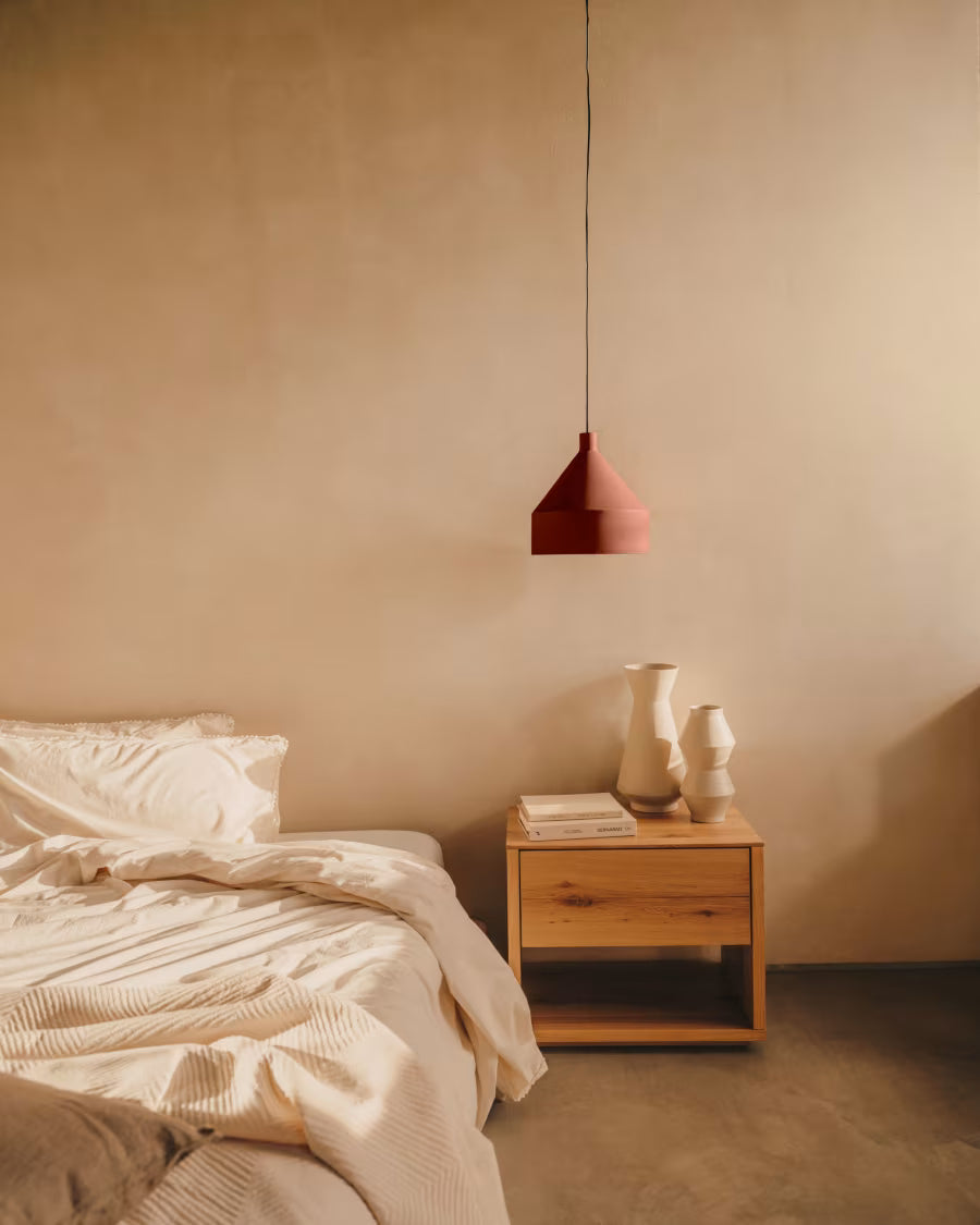 Lampada da soffitto Peralta in metallo verniciato color terracotta Ø 30 cm
