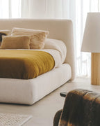 Letto sfoderabile Martina in tessuto bouclé écru per materasso da 90 x 200 cm