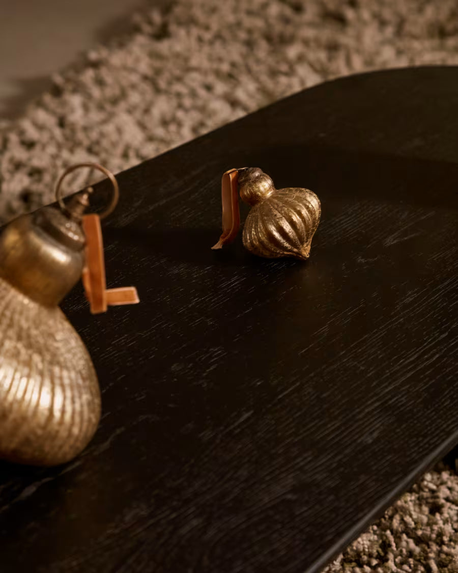 Set di 4 ciondoli in vetro riciclato Raj dorato 8 cm