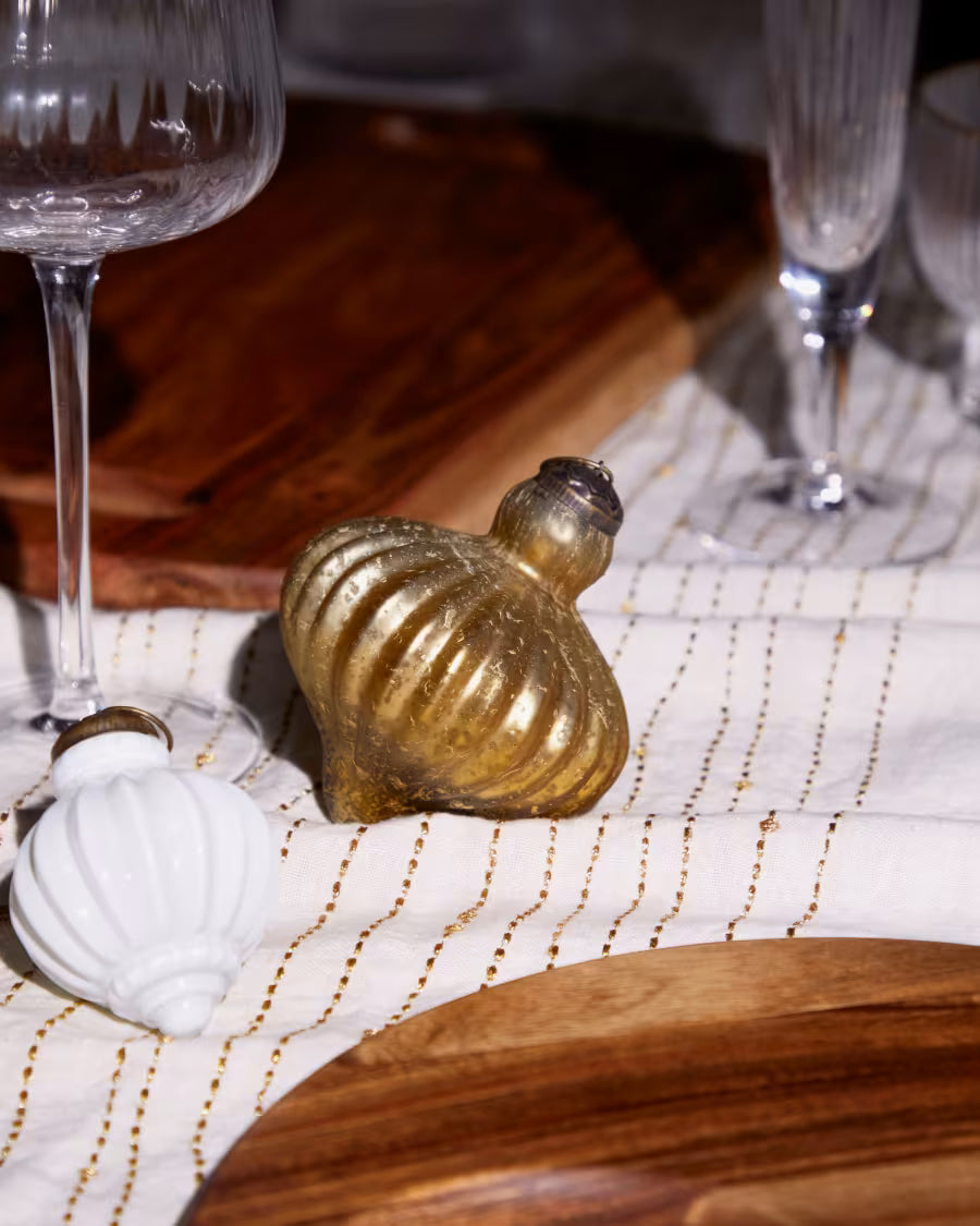 Set di 2 ciondoli in vetro riciclato Raj dorato 10 cm