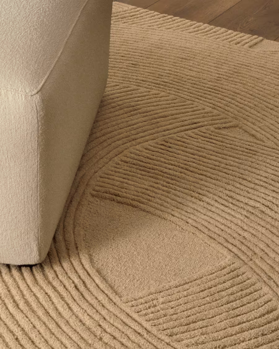 Tappeto Domm di lana beige 200 x 300 cm