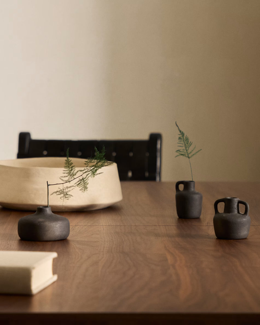 Set Sofra di 3 vasi in terracotta con finitura in nero 6 cm / 7 cm / 10 cm