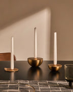 Candelabro piccolo Quira in acciaio inox dorato