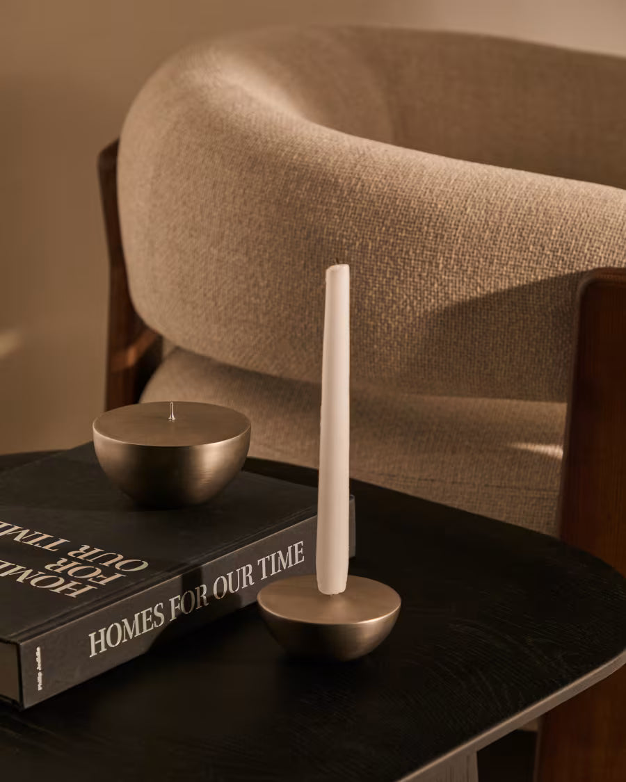 Candelabro grande Quira in acciaio inossidabile argentato