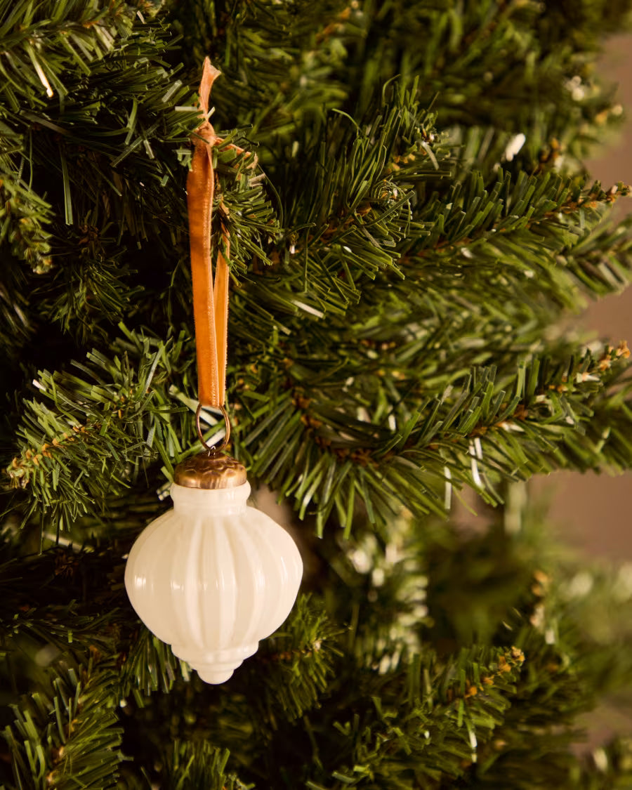 Set di 4 palline di Natale Irlo in vetro riciclato bianco Ø 8 cm