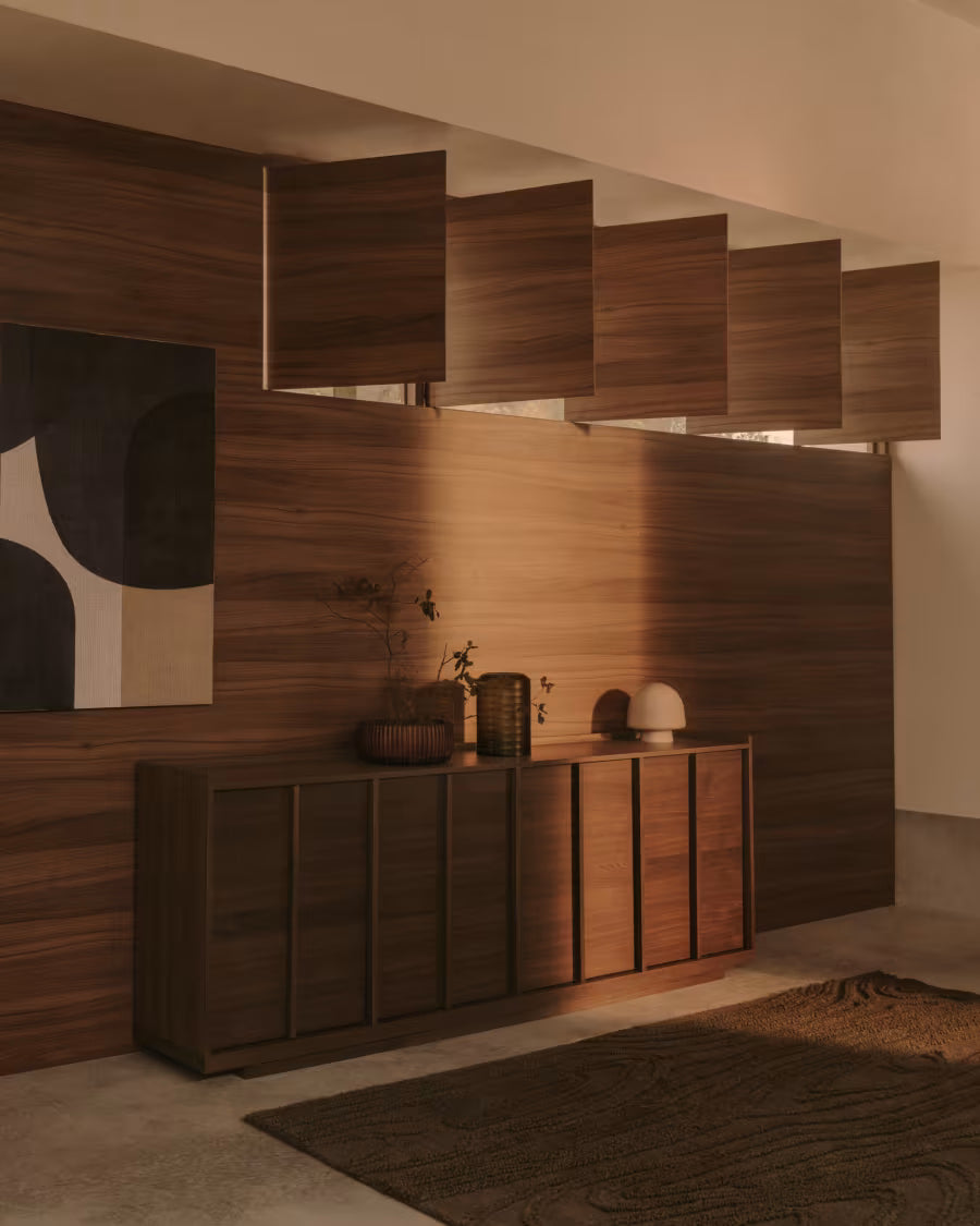 Credenza Onix di impiallacciatura in noce con finitura scura 200 x 80 cm FSC Mix Credit