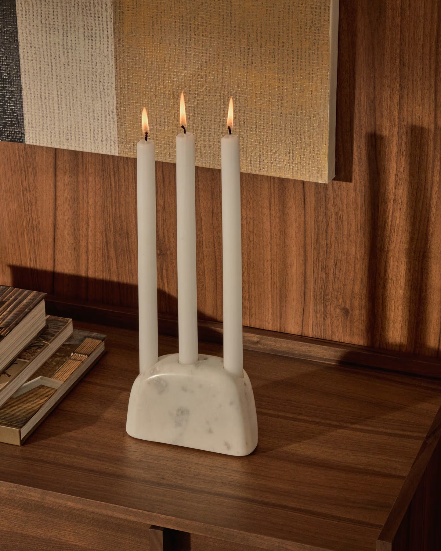 Candelabro medio Signe in marmo bianco 10 cm