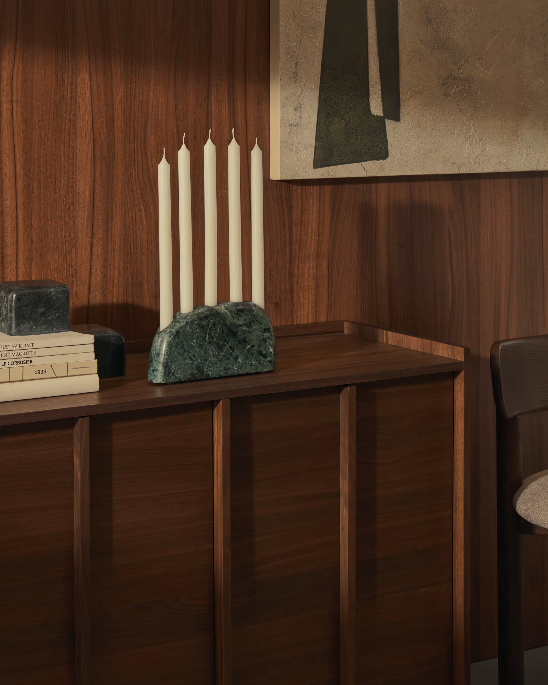 Candelabro grande Signe in marmo verde 10 cm