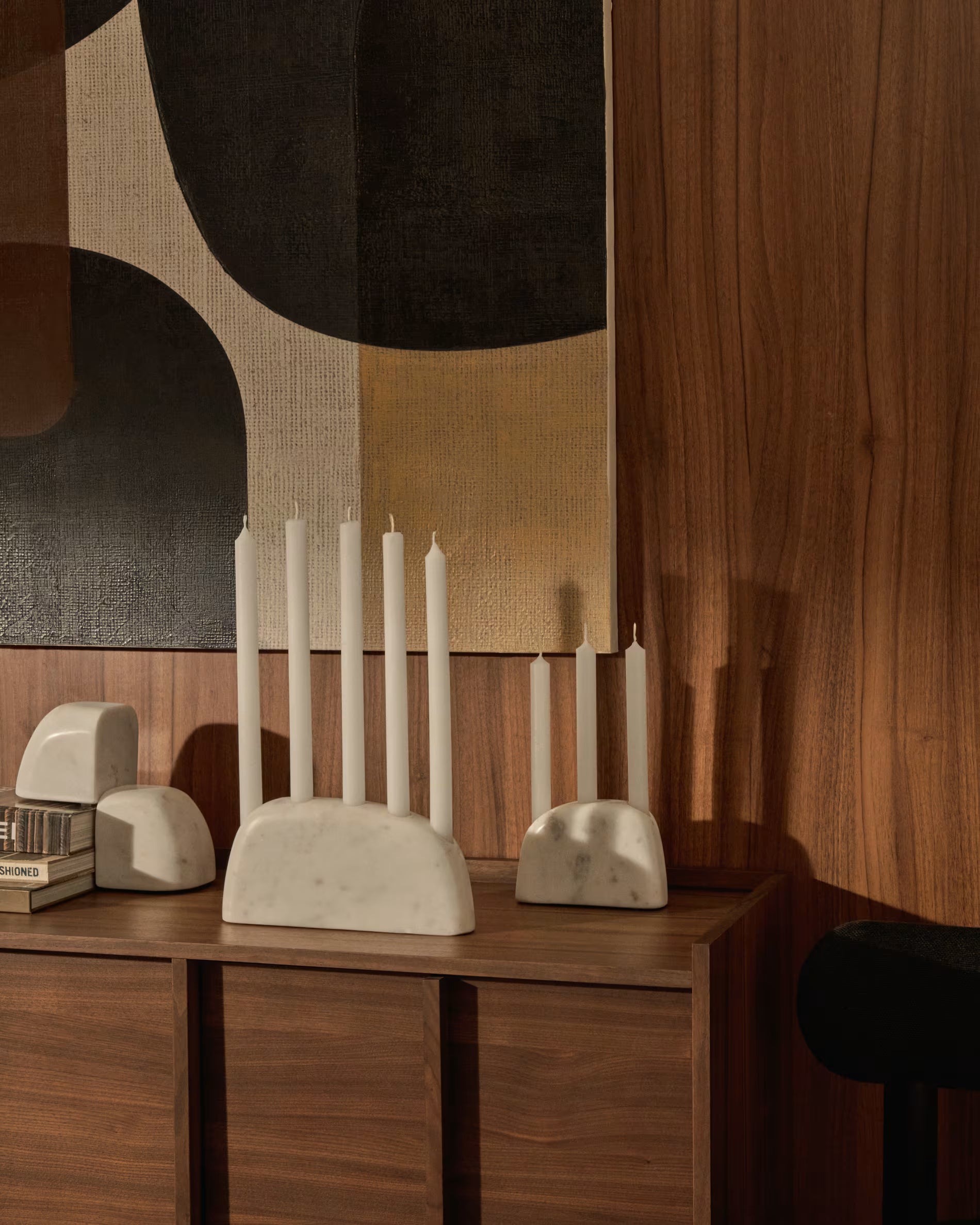 Candelabro grande Signe in marmo bianco 10 cm