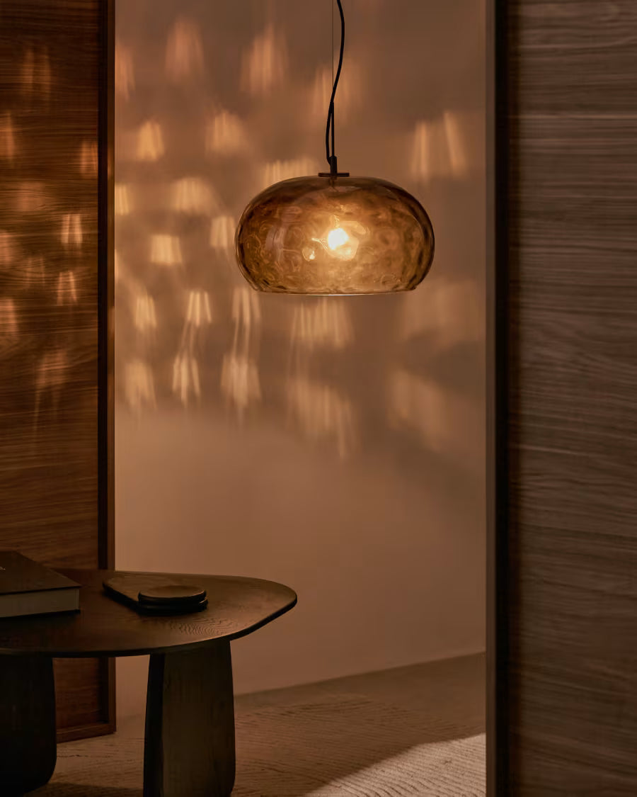 Lampada a soffitto Balma di vetro marrone Ø 40 cm