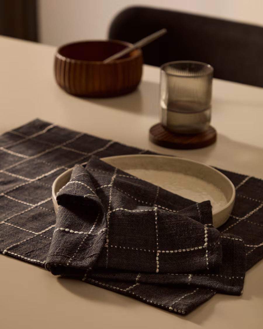 Set Ersen di 2 tovaglioli 100% cotone nero