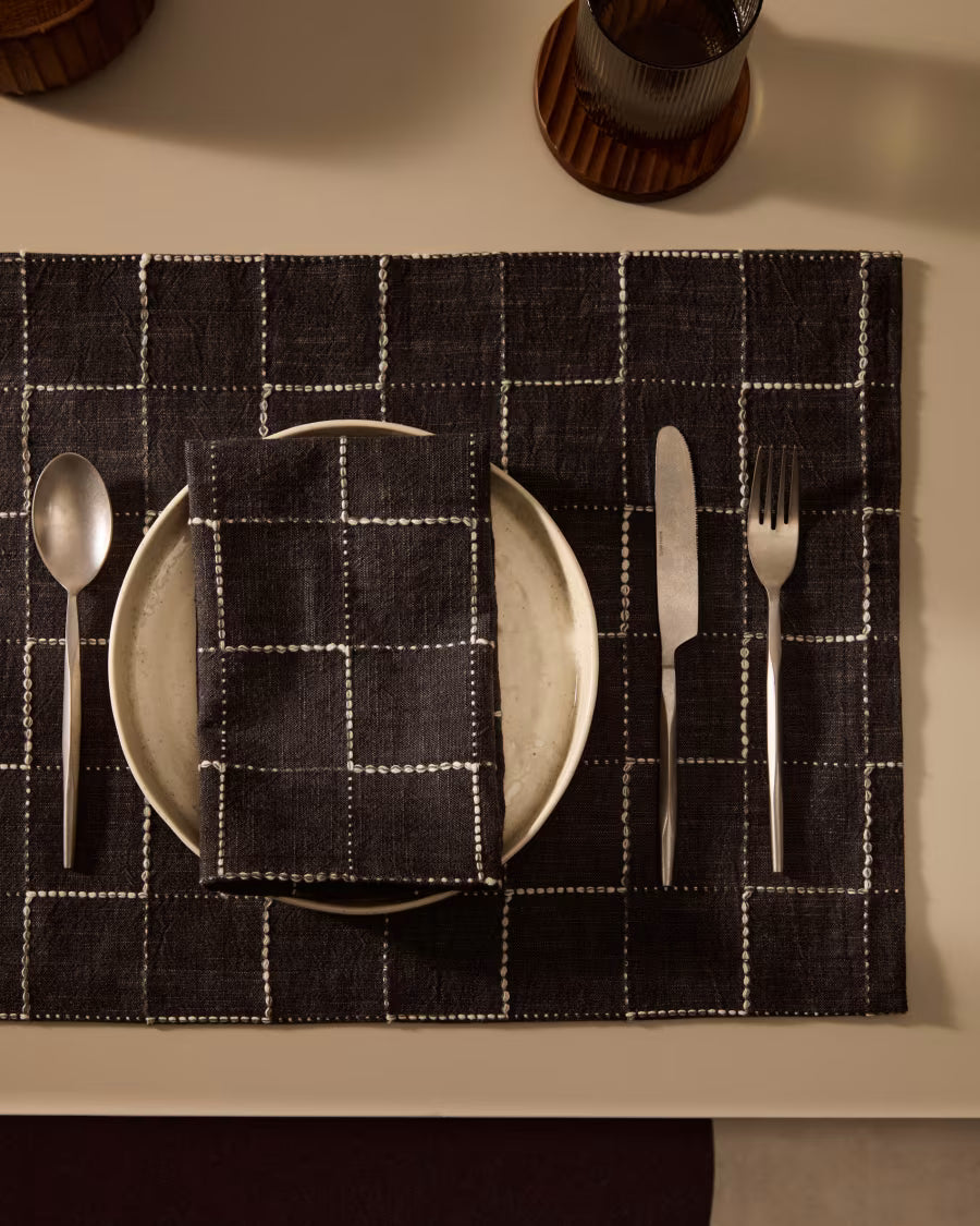 Set Ersen di 2 tovaglioli 100% cotone nero