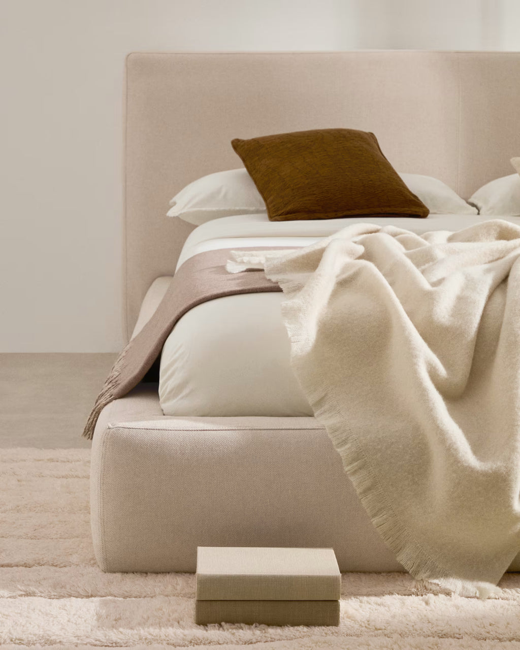 Letto sfoderabile Block beige per materasso 90 x 200 cm FSC Mix Credit