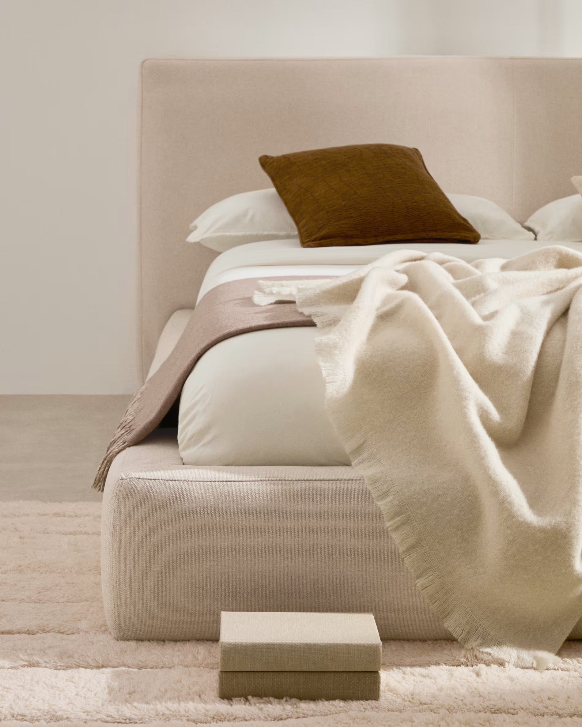 Letto sfoderabile Block beige per materasso 90 x 200 cm FSC Mix Credit