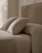 Copriletto Vindi 100% cotone ecrù con righe fantasia per letto 90/135 cm