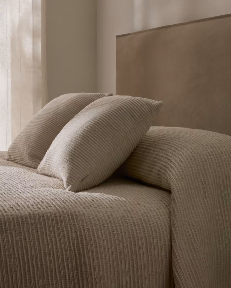 Copriletto Vindi 100% cotone ecrù con righe fantasia per letto 90/135 cm