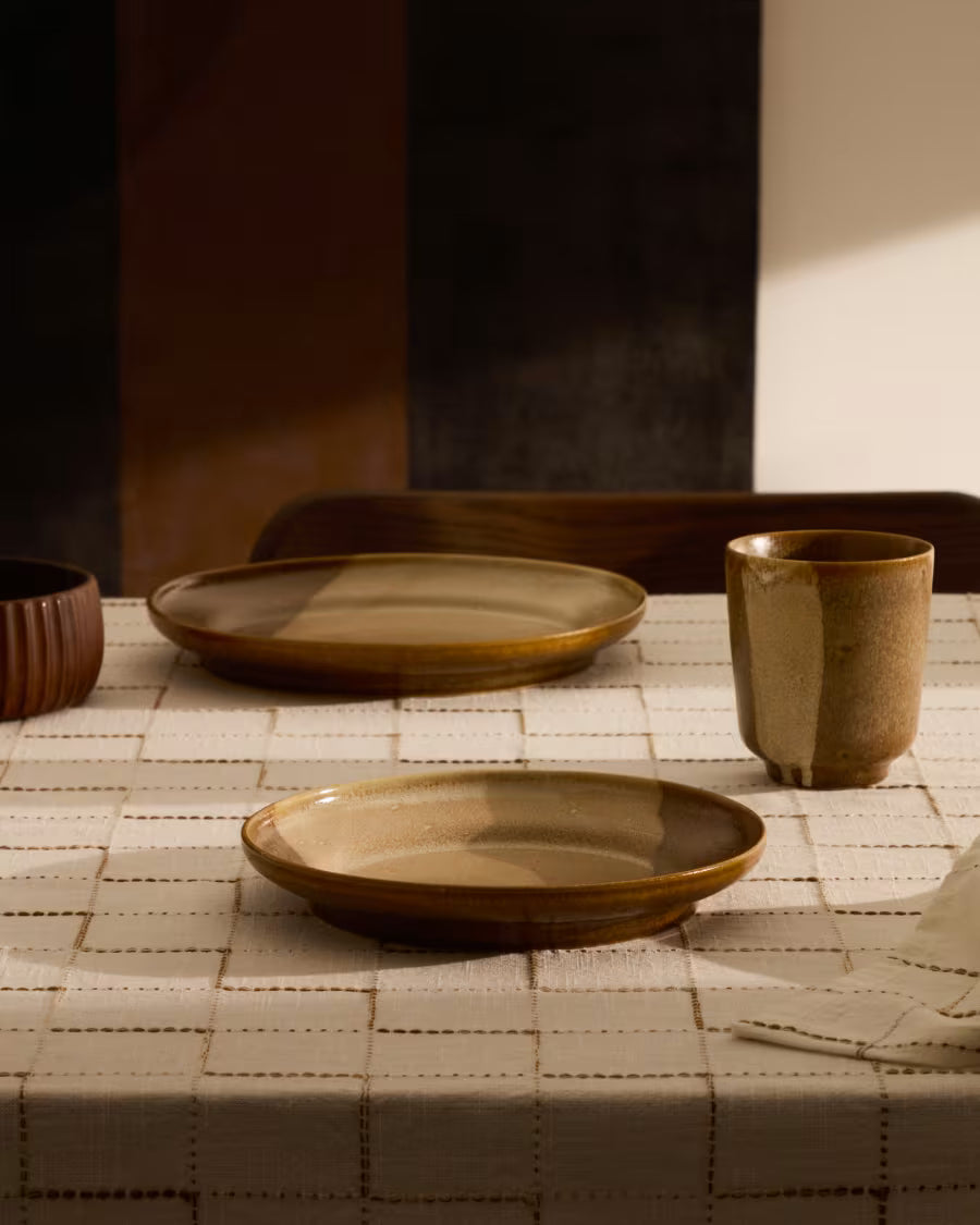 Piatto da dessert Nagoli in ceramica marrone