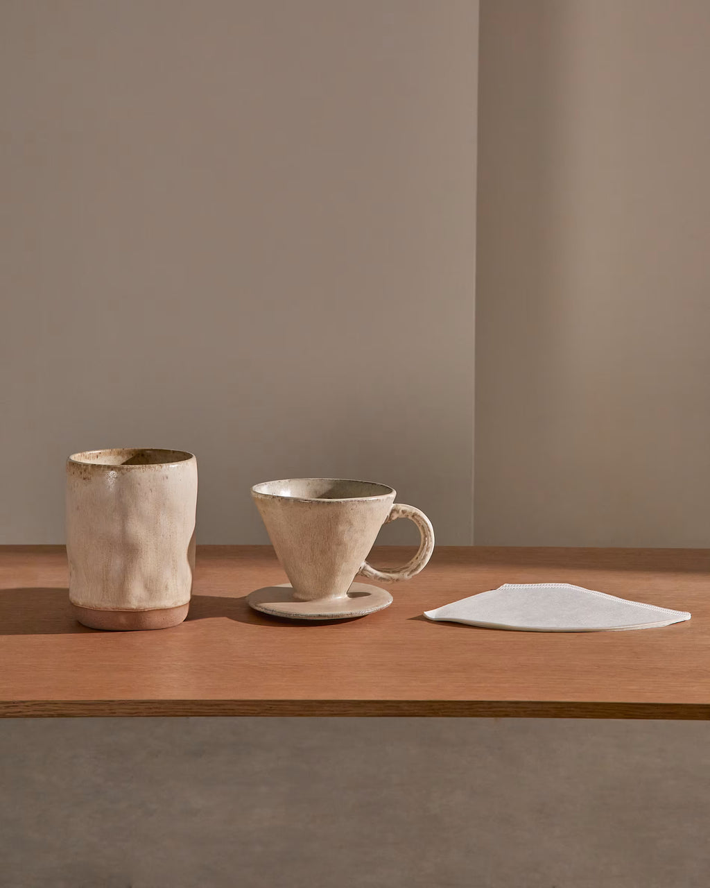 Set Zunel tazza da caffè con filtro a goccia in ceramica beige