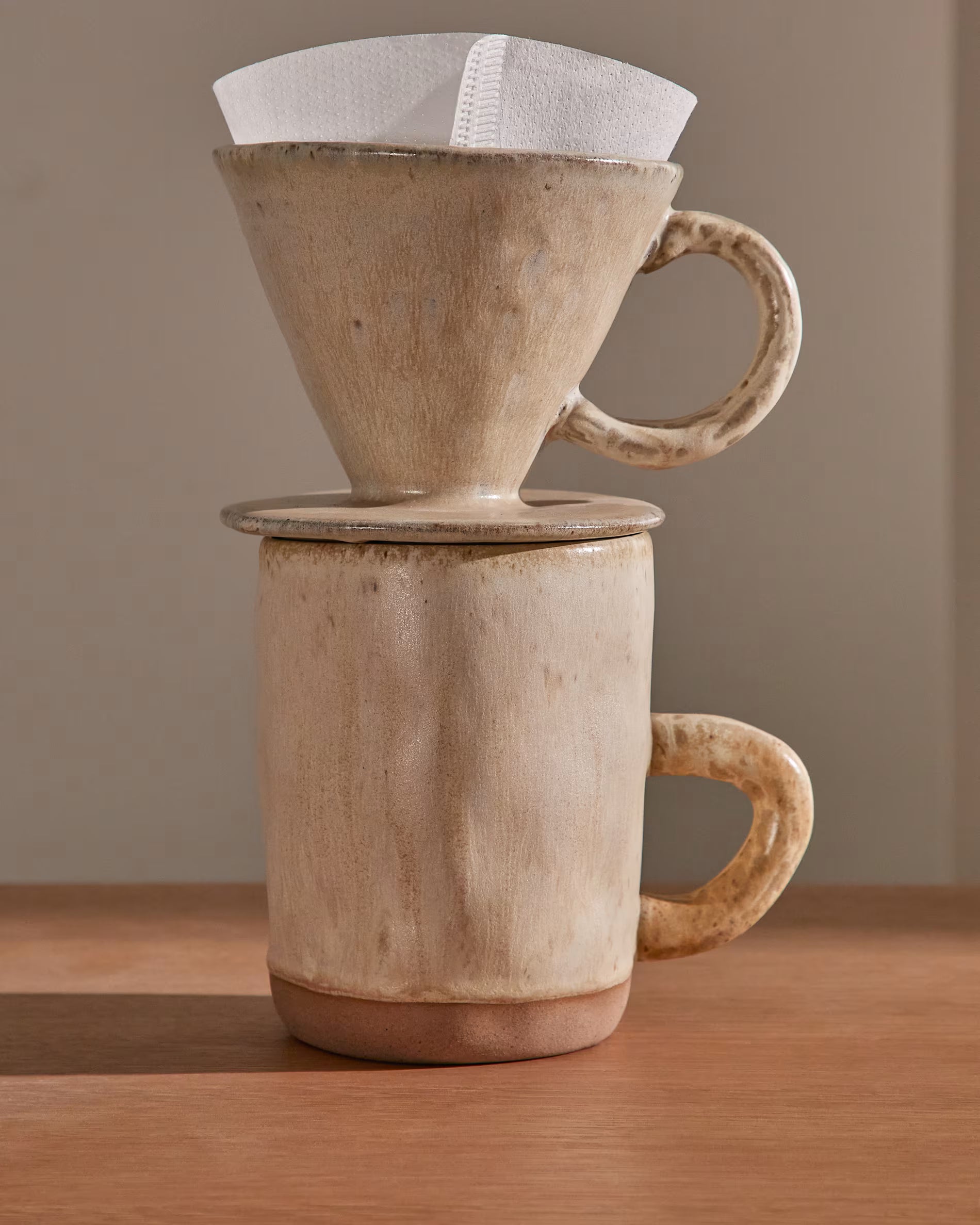 Set Zunel tazza da caffè con filtro a goccia in ceramica beige