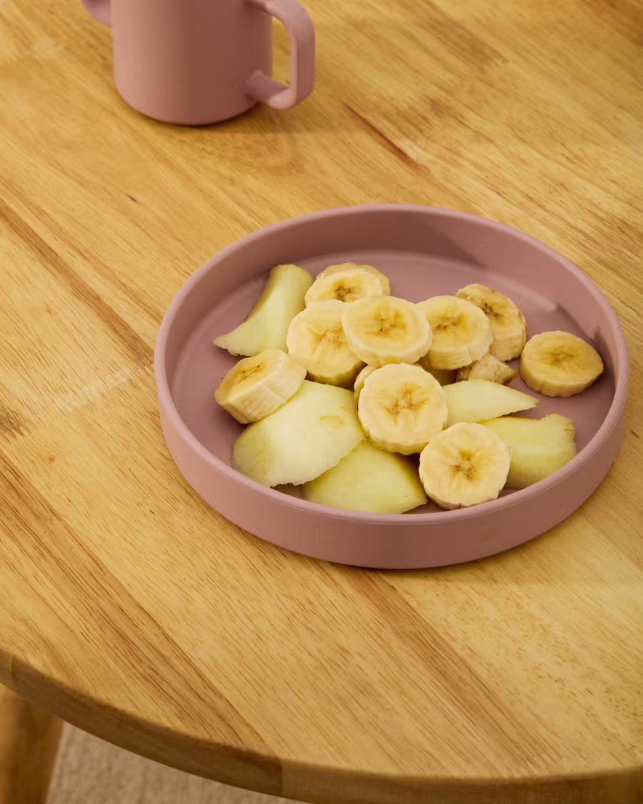 Set Lili piatto e ciotola in silicone rosa